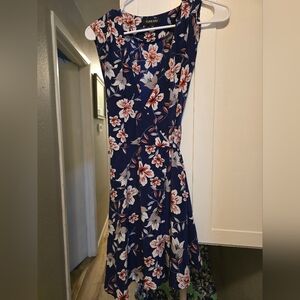 Yumi Kim Navy and Red Floral Midi Dress